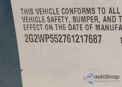 2006 Pontiac Grand Prix z USA, uszkodzony, nr VIN 2G2WP552761217687